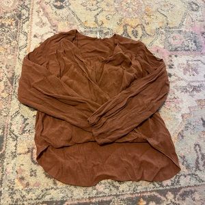 FREE PEOPLE FAUX WRAP LONG SLEEVE TOP